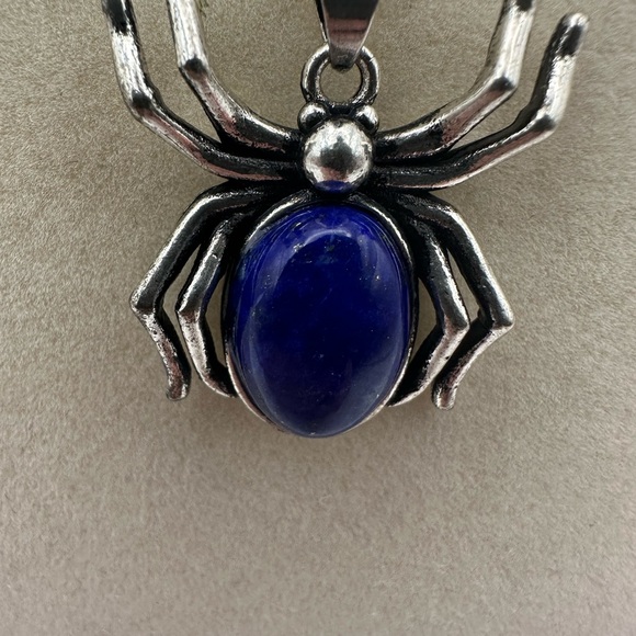 Lapis Lazuli/Copper Spider Pendant Necklace - Picture 3 of 9